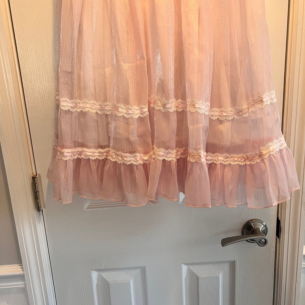 Pink Sheer Ruffled Dress - Picture 4 of 9